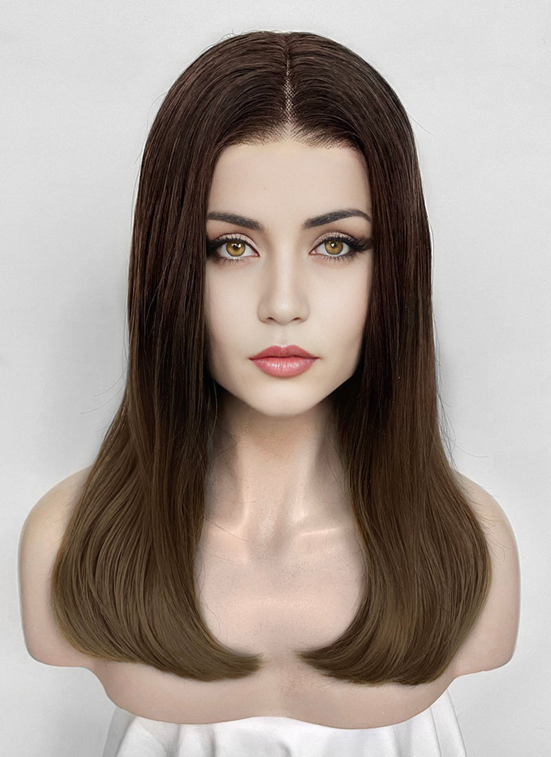 From the World of John Wick: Ballerina Eve Macarro Two Tone Brunette Straight Lace Front Synthetic Wig LF3366