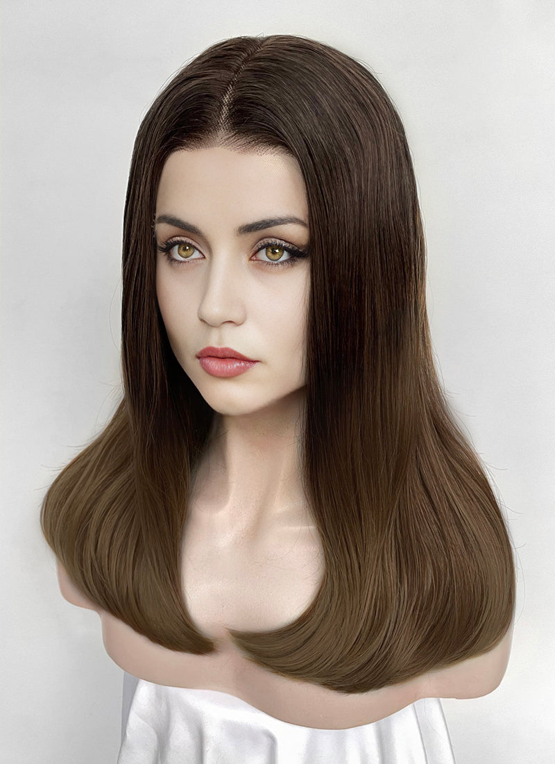 From the World of John Wick: Ballerina Eve Macarro Two Tone Brunette Straight Lace Front Synthetic Wig LF3366
