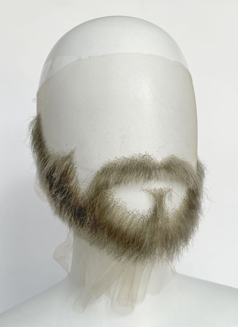 Handmade HD Lace Realistic Sage Grey Beard and Moustache Facial Hair Set MB002