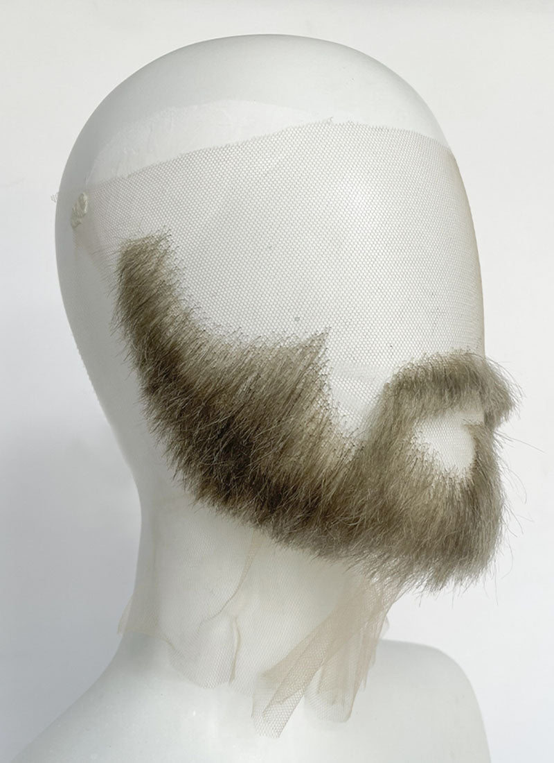 Handmade HD Lace Realistic Sage Grey Beard and Moustache Facial Hair Set MB002