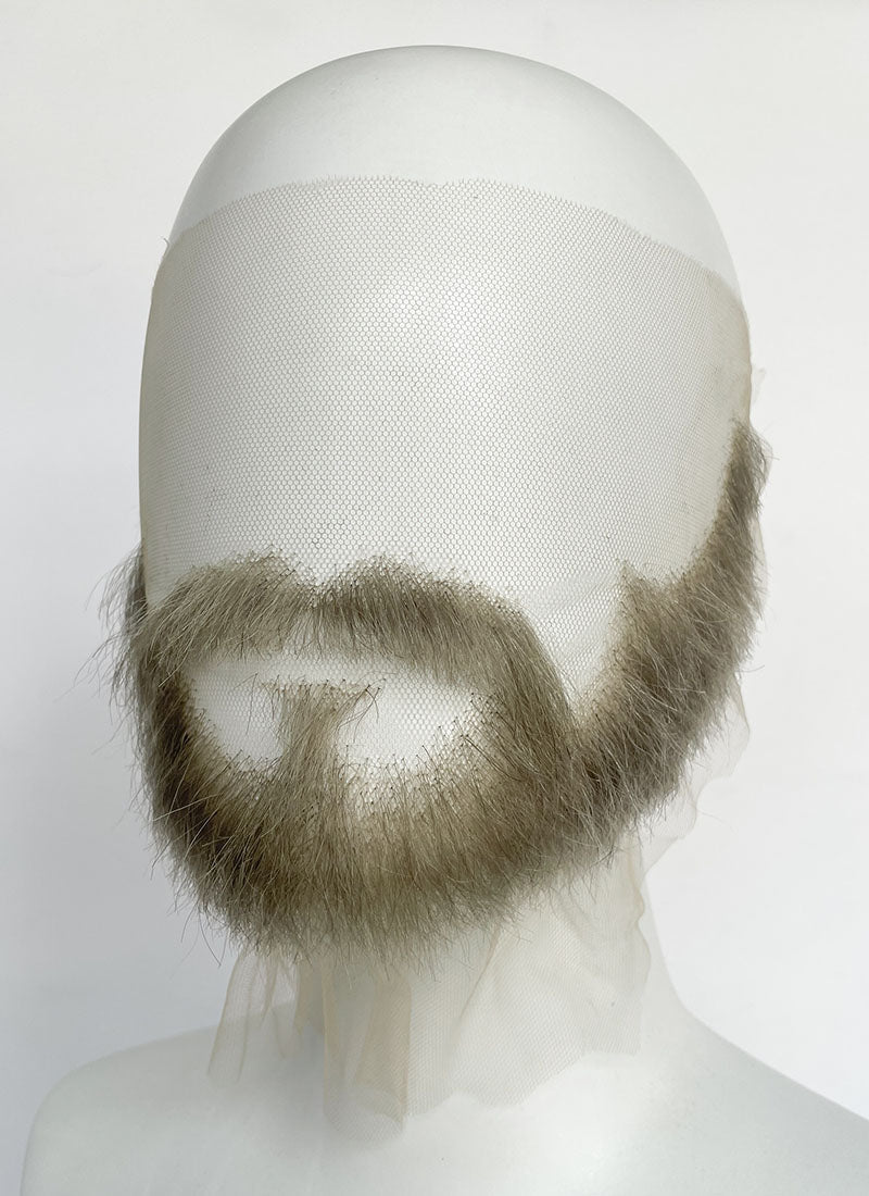 Handmade HD Lace Realistic Sage Grey Beard and Moustache Facial Hair Set MB002