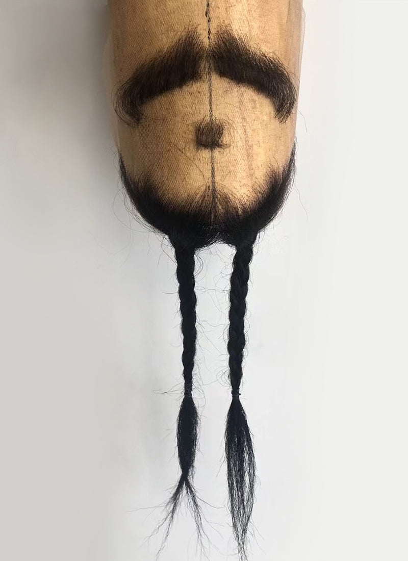 Pirates of the Caribbean Captain Jack Sparrow Handmade HD Lace Realistic Black Beard and Moustache Facial Hair Set MB007