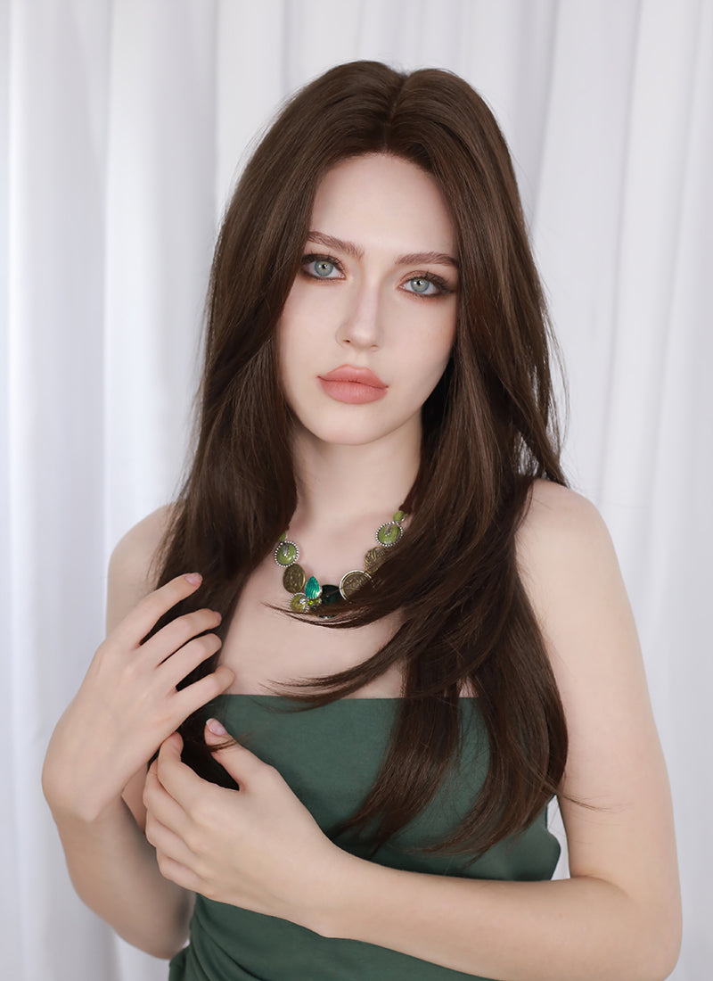 Brunette Straight Mono Top Kanekalon Lace Wig MN025