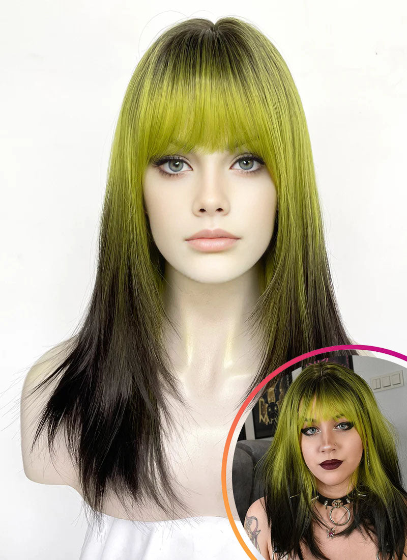 Green Black Ombre Synthetic Hair Wig WigIsFashion – Wig Is Fashion