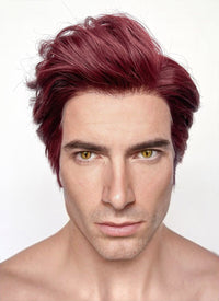 Good Omens Crowley Dark Burgundy Red Straight Lace Front Synthetic Men's Wig LF6045