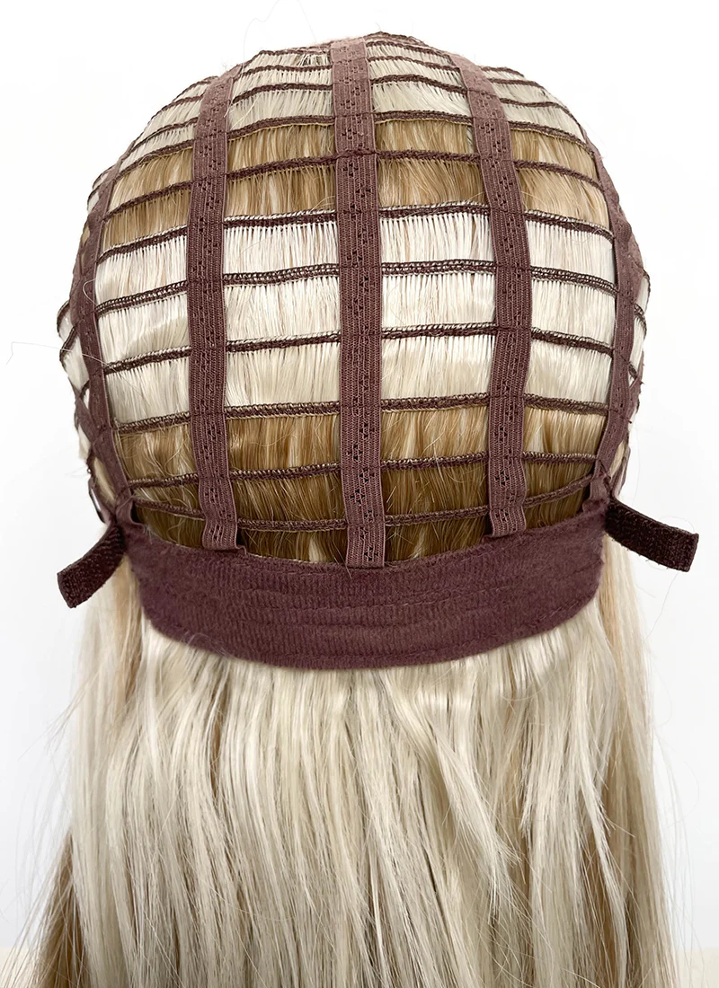 Brown With Blonde Money Piece Straight Mono Top Kanekalon Lace Wig MN026