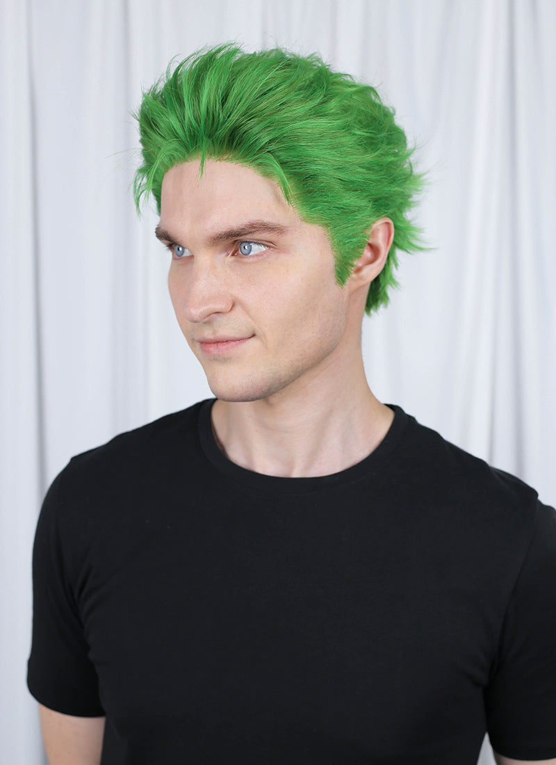 One Piece Roronoa Zoro Green Wavy Lace Front Synthetic Men's Wig LF6044