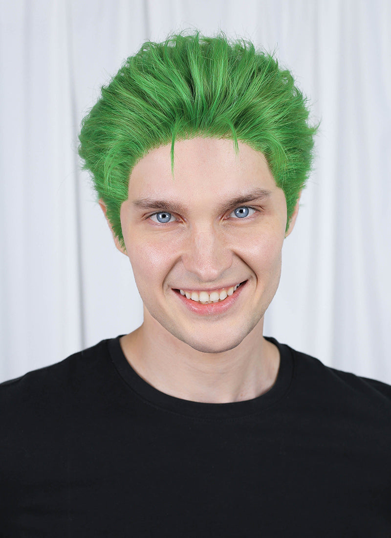 One Piece Roronoa Zoro Green Wavy Lace Front Synthetic Men's Wig LF6044