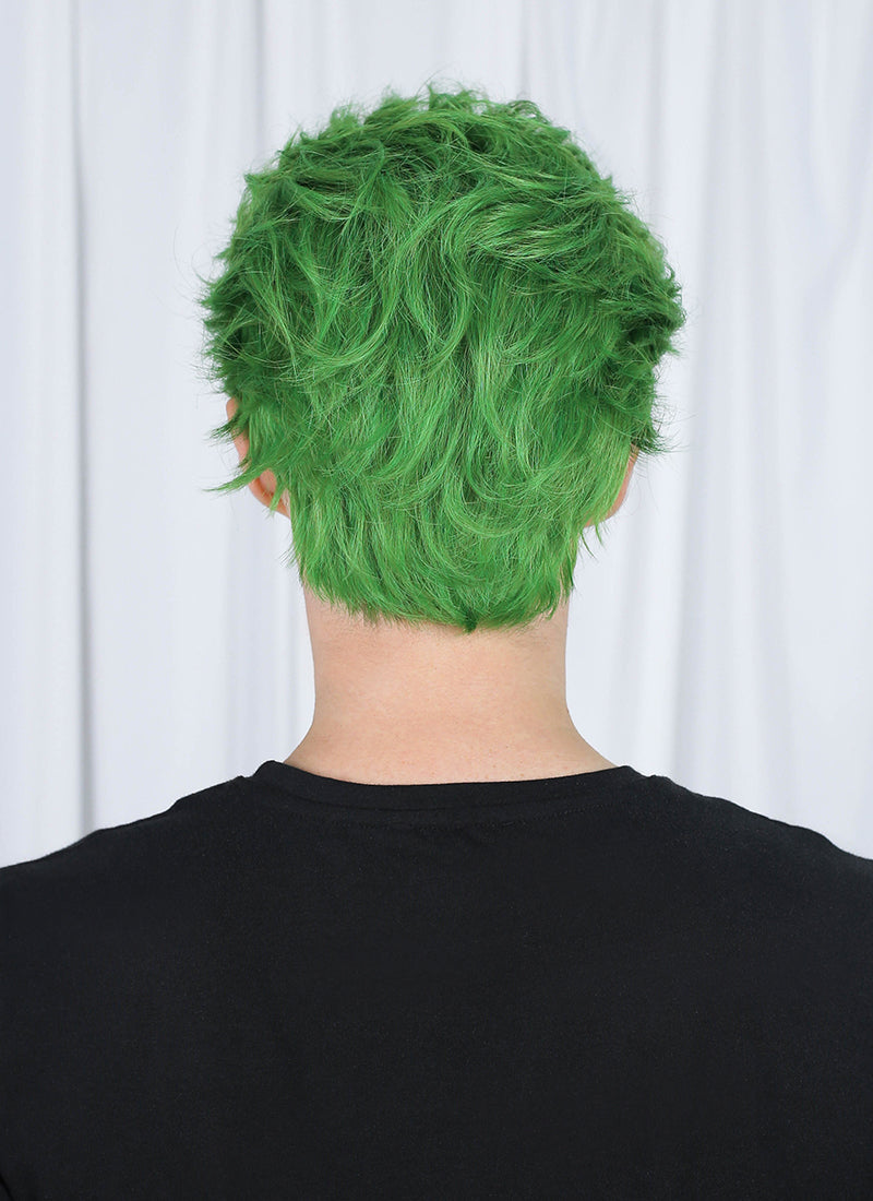 One Piece Roronoa Zoro Green Wavy Lace Front Synthetic Men's Wig LF6044