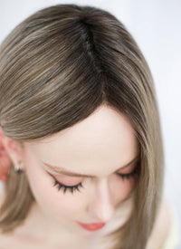 Balayage Blonde With Dark Roots Straight Mono Top Lace Wig MN005