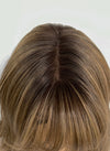 Blonde Mixed Brown With Dark Roots Wavy Mono Top Lace Wig MN014