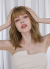 Blonde Mixed Brown With Dark Roots Wavy Mono Top Lace Wig MN014
