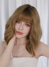 Blonde Mixed Brown With Dark Roots Wavy Mono Top Lace Wig MN014