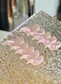 Hyper-Realistic Cat Claw Nude Pink With Iridescent Tip Cute Oval Handmade Press-On Nails NF060
