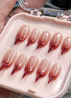 Fox Spirit Nude to Russet Ombre Mystical Oval Handmade Press-On Nails NF075
