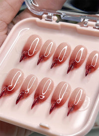 Fox Spirit Nude to Russet Ombre Mystical Oval Handmade Press-On Nails NF075