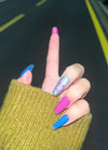League of Legends Arcane Jinx Inspired Colorful Coffin Handmade Press-On Nails NF076