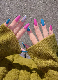 League of Legends Arcane Jinx Inspired Colorful Coffin Handmade Press-On Nails NF076