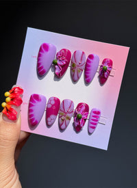 Hand-Carved Purple Elegant & Luxe for Fall/Winter Almond Handmade Press-On Nails NF078