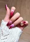Pink & Red Ombre with Colorful Dots Coffin Handmade Press-On Nails NF089