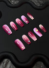 Pink & Red Ombre with Colorful Dots Coffin Handmade Press-On Nails NF089
