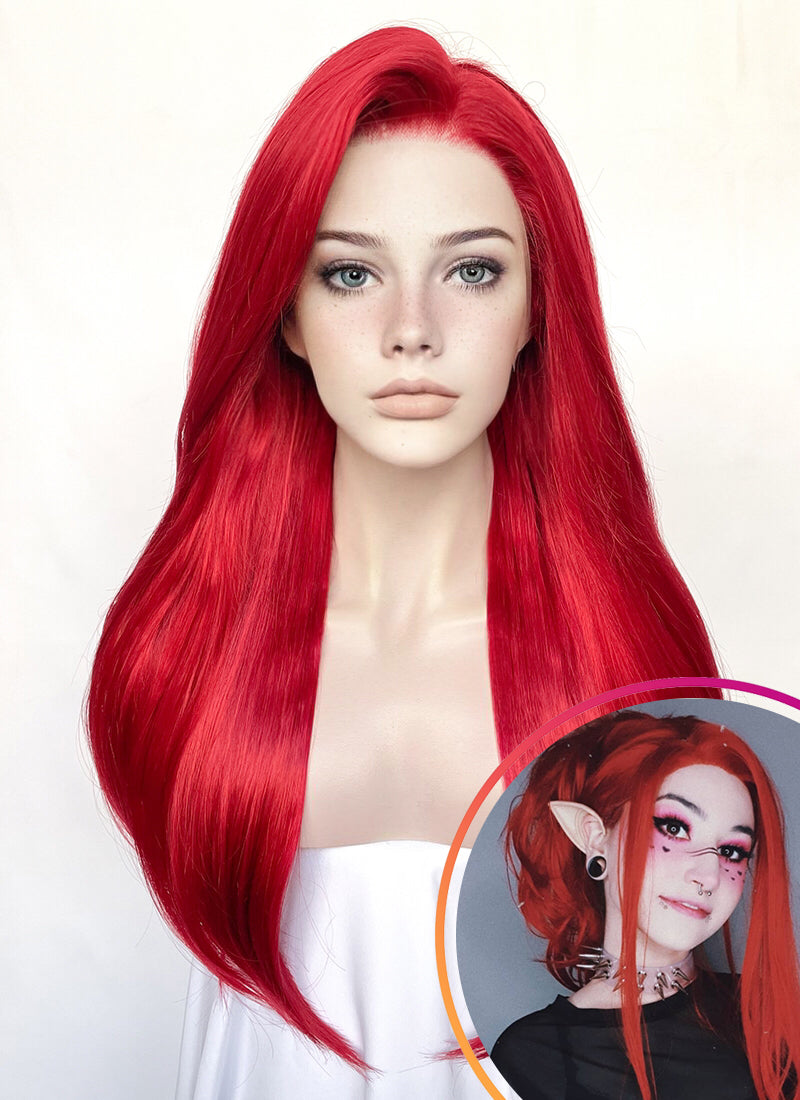 Straight Red Lace Front Synthetic Wig LF025