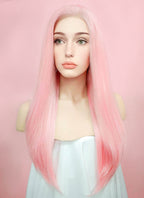 Pastel Pink Straight Lace Front Synthetic Wig LF026