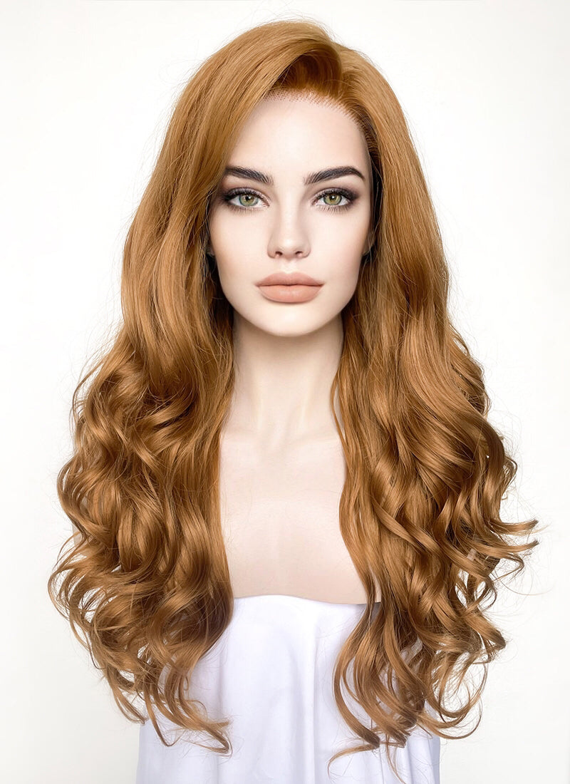 Chestnut Brown Wavy Lace Front Synthetic Wig LF109