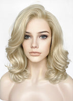 Light Ash Blonde Wavy Lace Front Synthetic Wig LF1319