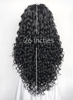 Black Mixed Silver Grey Curly Lace Front Synthetic Hair Wig LF1334