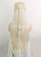 House of the Dragon Young Princess Rhaenyra Targaryen Platinum Blonde Braided Lace Front Synthetic Wig LF2109