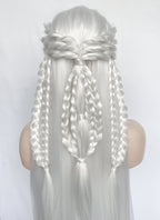 White Braided Yaki Lace Front Synthetic Wig LF2153