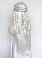 White Braided Yaki Lace Front Synthetic Wig LF2153
