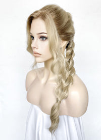 Ash Blonde With Brown Roots Braided Lace Front Synthetic Wig LF2163