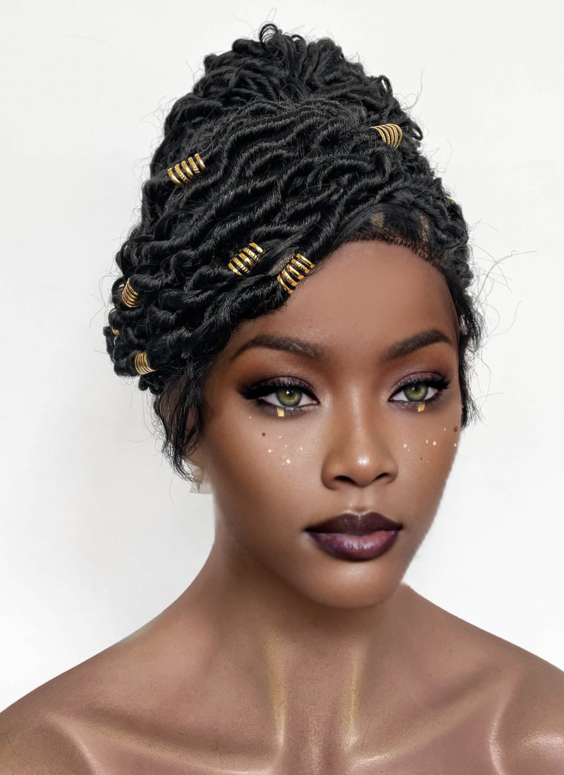 Arcane Mel Medarda Black Dreadlocks Braided Lace Front Synthetic Wig LF2176