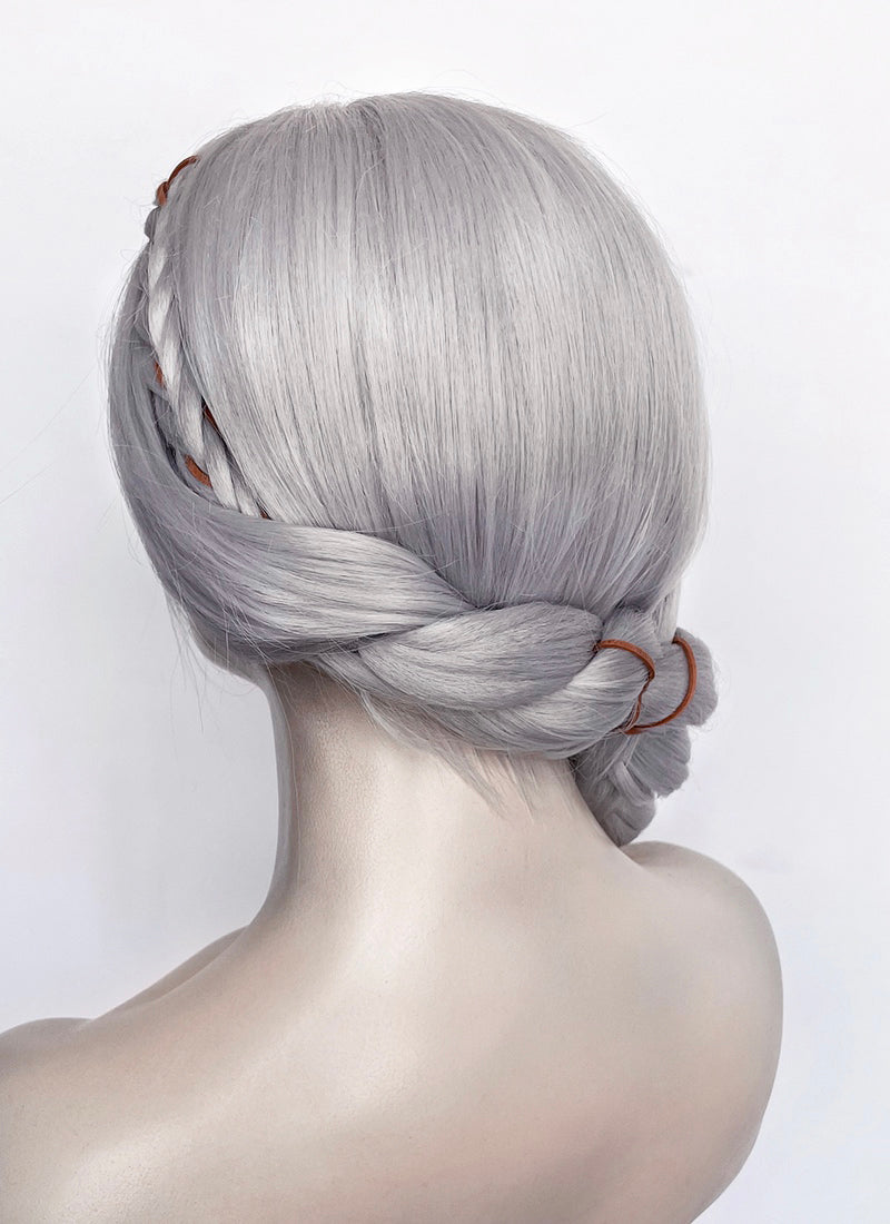 The Witcher IV Ciri Yaki Silver Grey Braided Lace Front Synthetic Wig LF2179