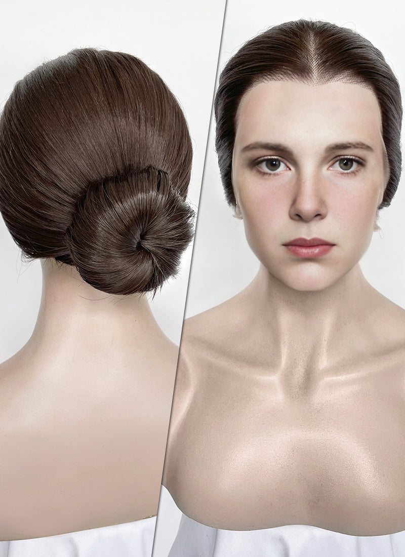 Stranger Things Eleven Brunette Braided Lace Front Synthetic Wig LF2183