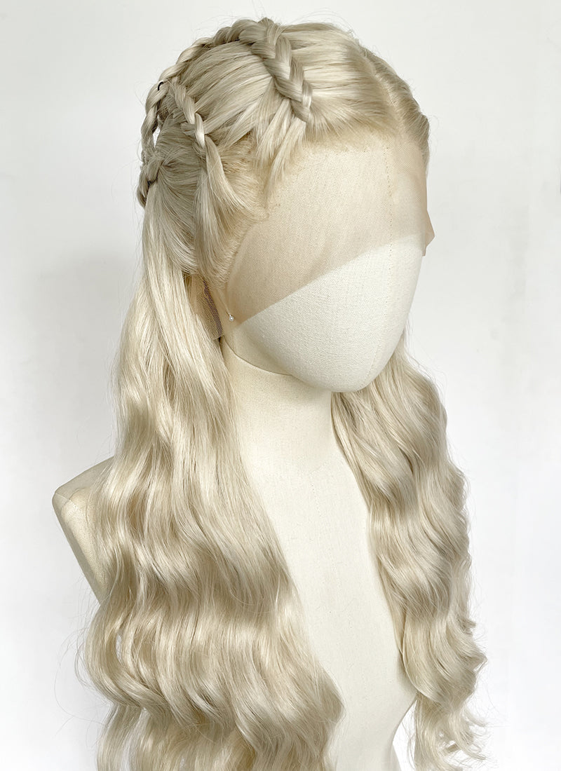 Game of Thrones Daenerys Targaryen Light Ash Blonde Braided Lace Front Synthetic Wig LF2191