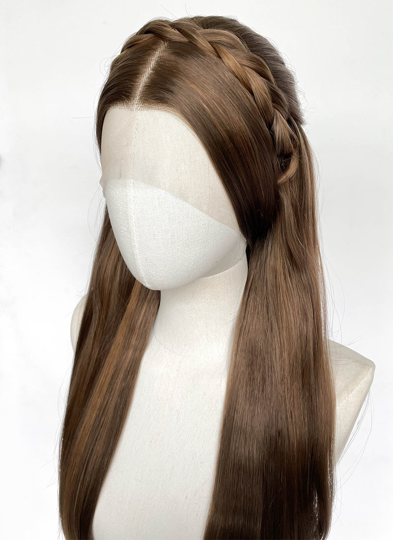 Barbie as the Princess and the Pauper Queen Erika Brunette Braided Lace Front Synthetic Wig LF2196