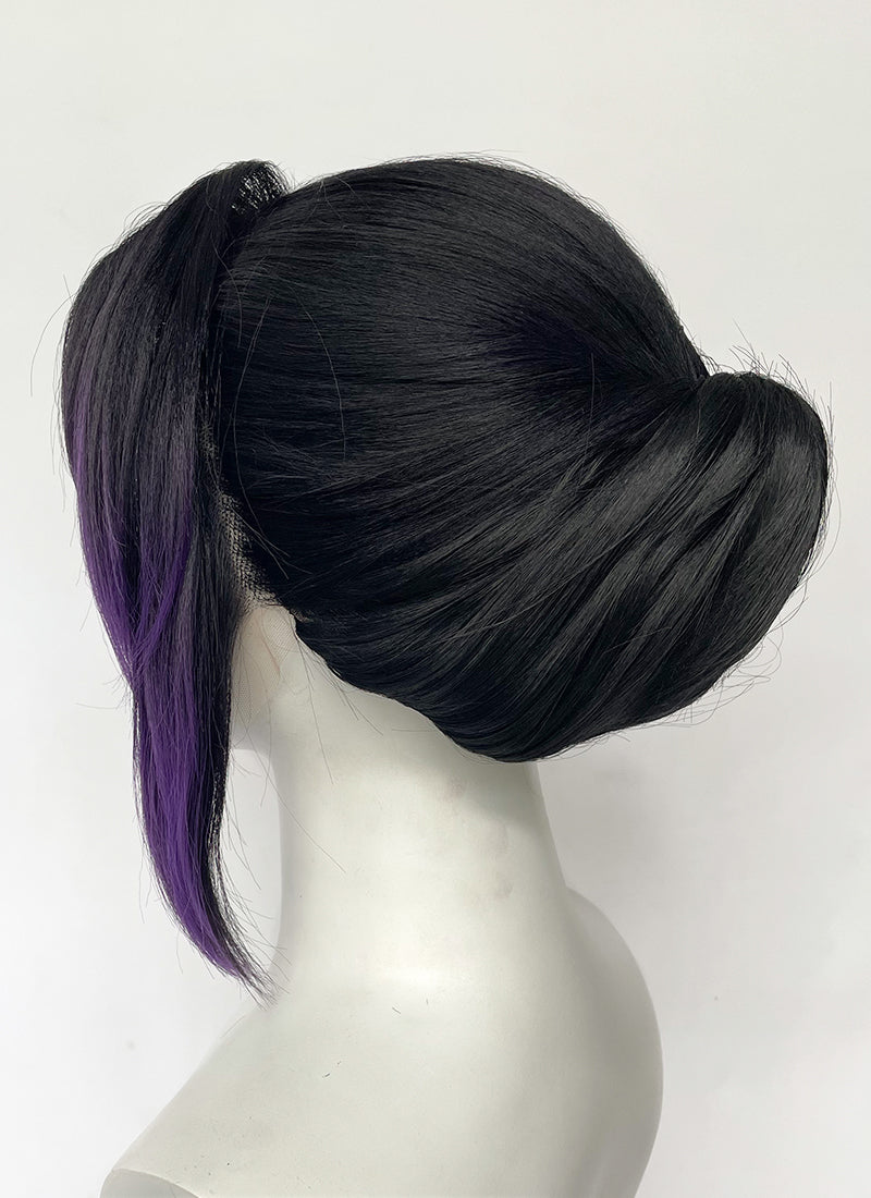 Demon Slayer: Kimetsu no Yaiba Shinobu Kocho Black Mixed Purple Braided Lace Front Synthetic Wig LF2197