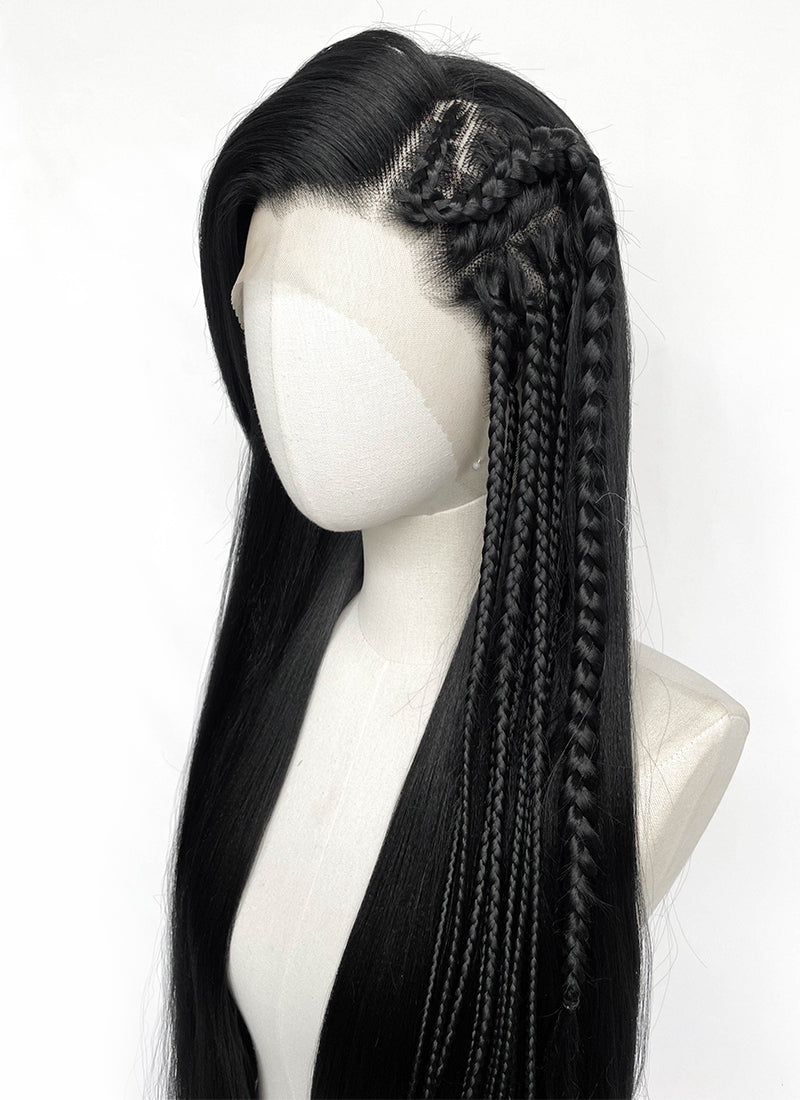 Black Braided Lace Front Synthetic Wig LF2204
