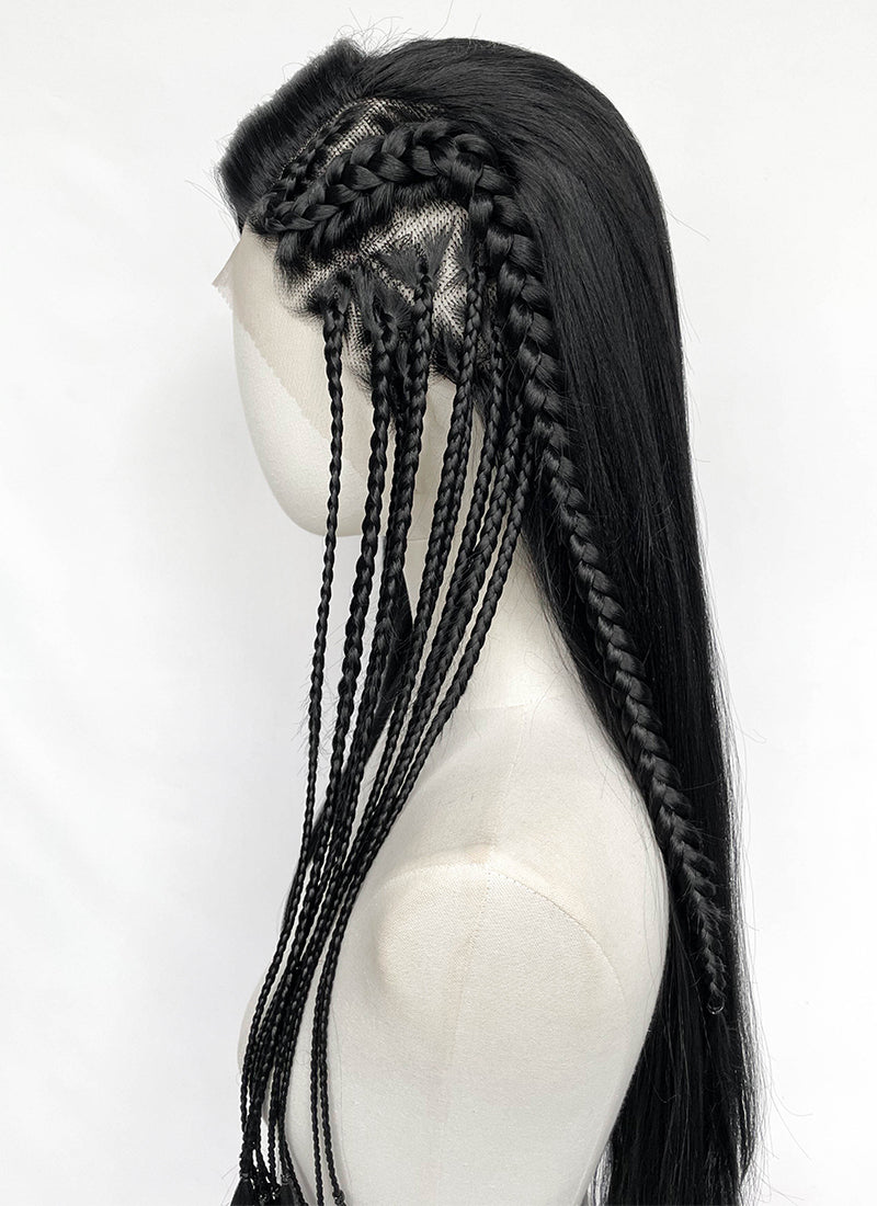 Black Braided Lace Front Synthetic Wig LF2204