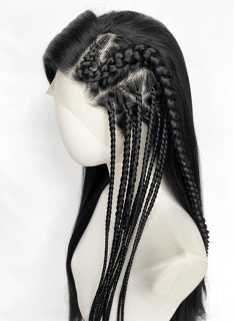 Black Braided Lace Front Synthetic Wig LF2204