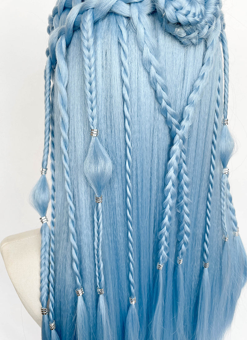 Pastel Blue Braided Lace Front Synthetic Wig LF2206