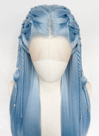 Pastel Blue Braided Lace Front Synthetic Wig LF2206