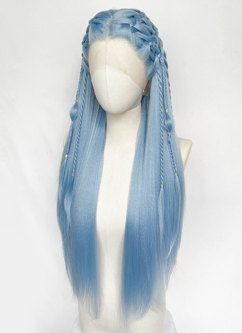 Pastel Blue Braided Lace Front Synthetic Wig LF2206