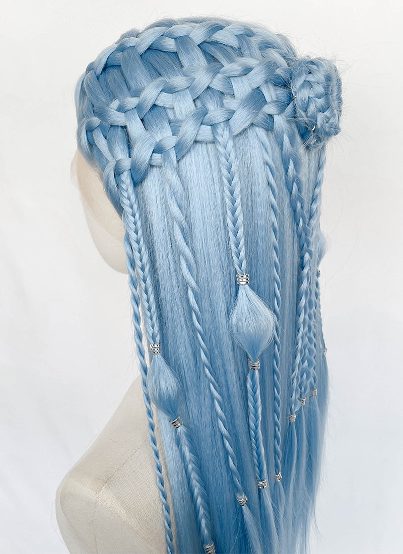 Pastel Blue Braided Lace Front Synthetic Wig LF2206
