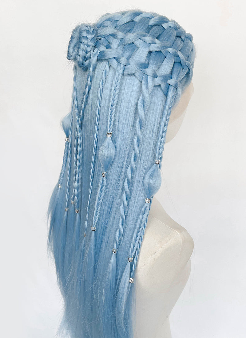 Pastel Blue Braided Lace Front Synthetic Wig LF2206