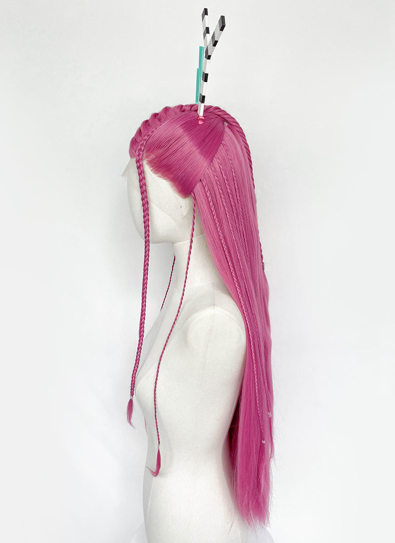 The Amazing Digital Circus Zooble Yaki Hot Pink Braided 13" x 6" Lace Top Synthetic Wig LF2207