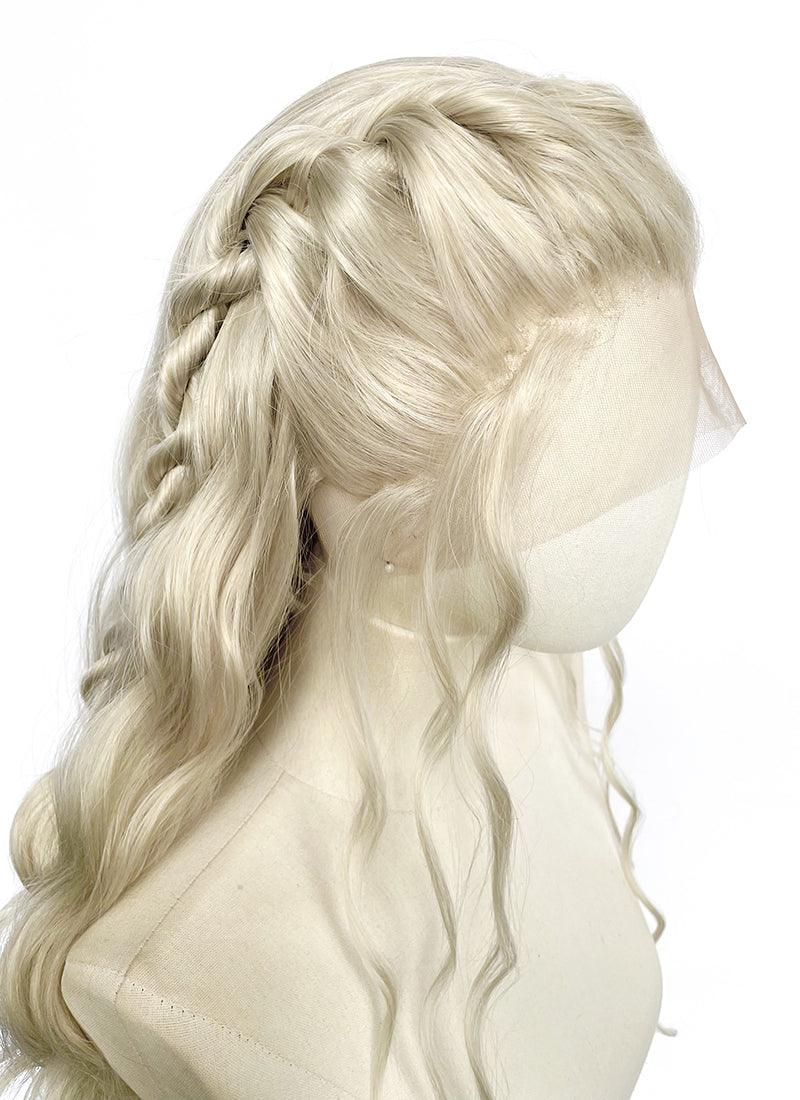 Game of Thrones Daenerys Targaryen Light Ash Blonde Braided Lace Front Synthetic Wig LF2209